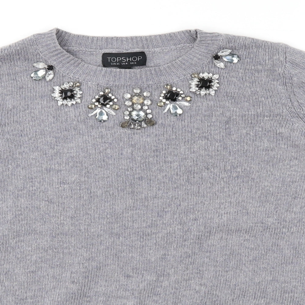 Topshop Womens Grey   Pullover Jumper Size 6