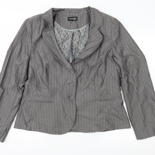 George Womens Grey Striped  Jacket Suit Jacket Size 18
