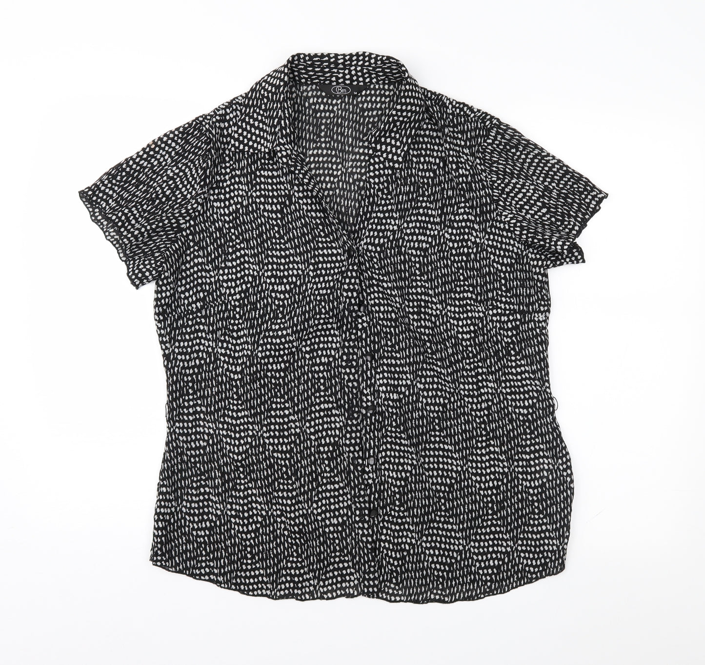 Bonmarché Womens Black Geometric  Basic Blouse Size 14