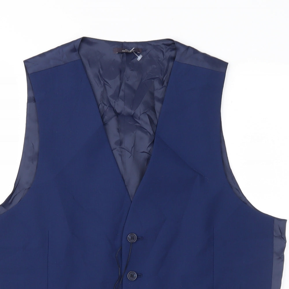 Marks and Spencer Mens Blue   Jacket Suit Waistcoat Size M