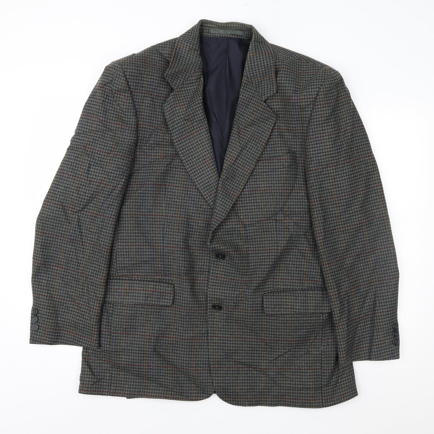 Greenwoods Mens Blue Houndstooth  Jacket Sport Coat Size 40