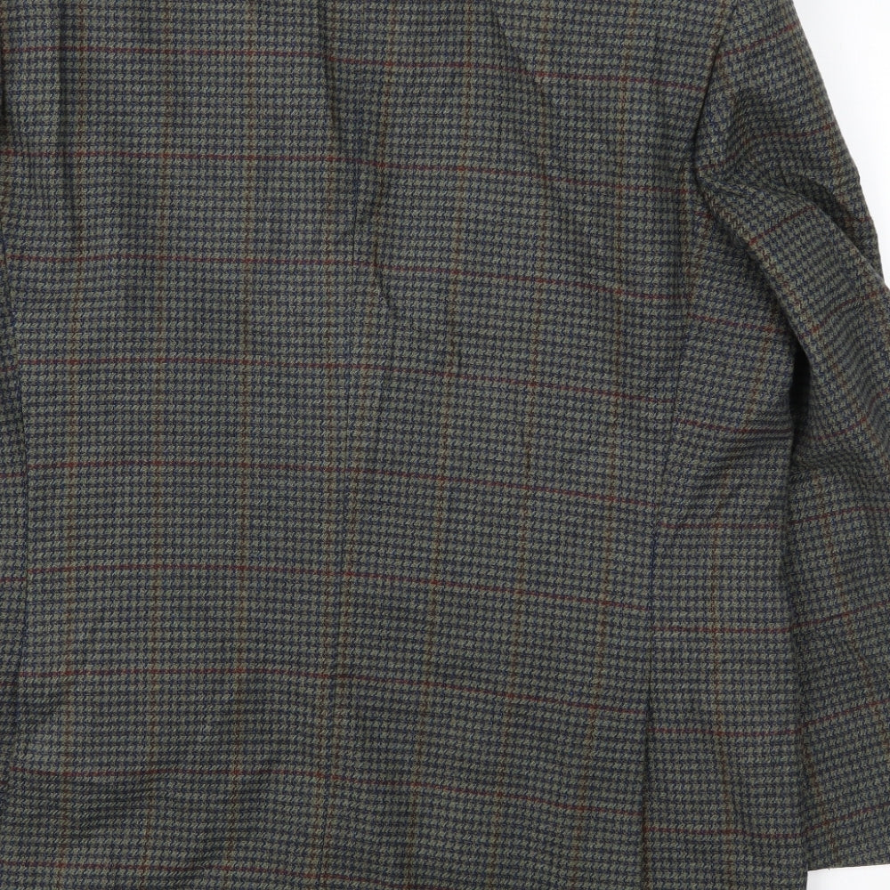 Greenwoods Mens Blue Houndstooth  Jacket Sport Coat Size 40