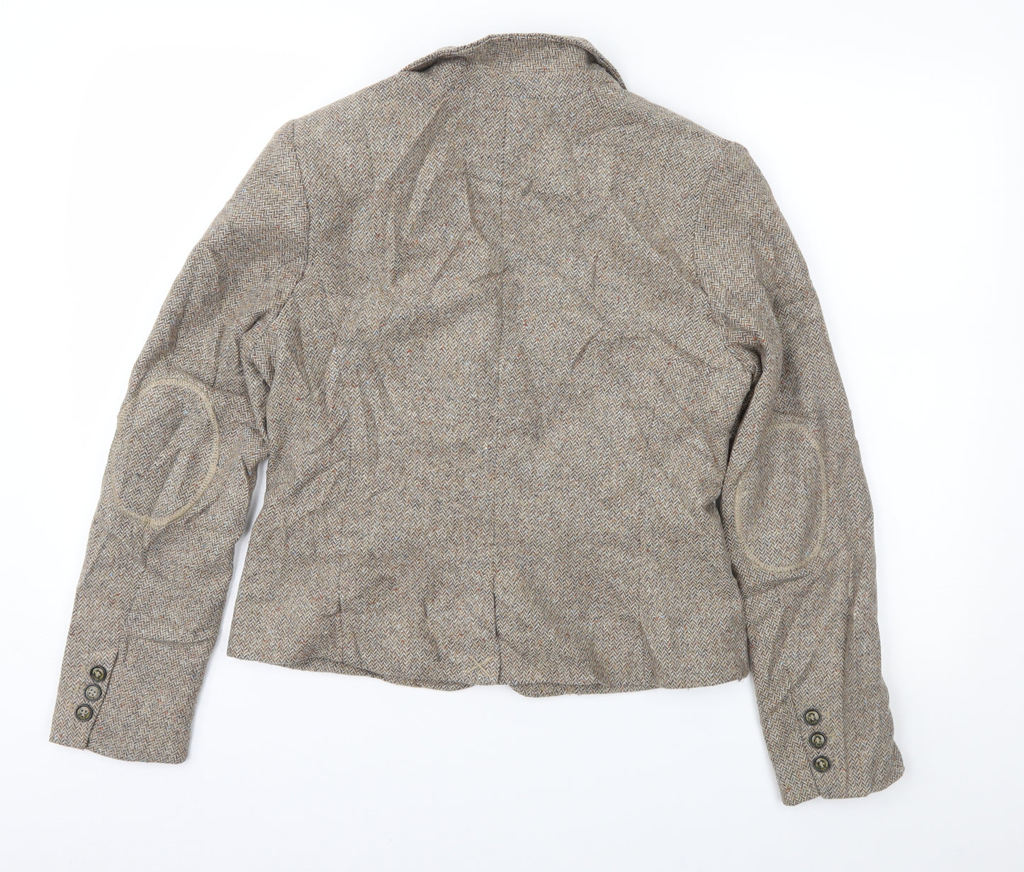 H&M Womens Brown Herringbone  Jacket Sport Coat Size 14
