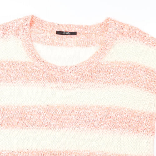 George Womens Orange Striped  Pullover Jumper Size 14