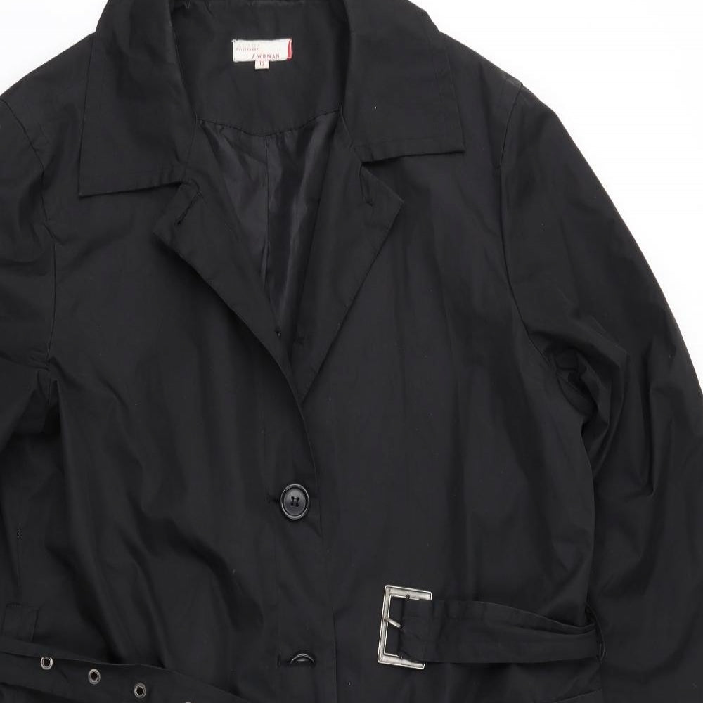 Alibi Womens Black   Trench Coat Coat Size 16