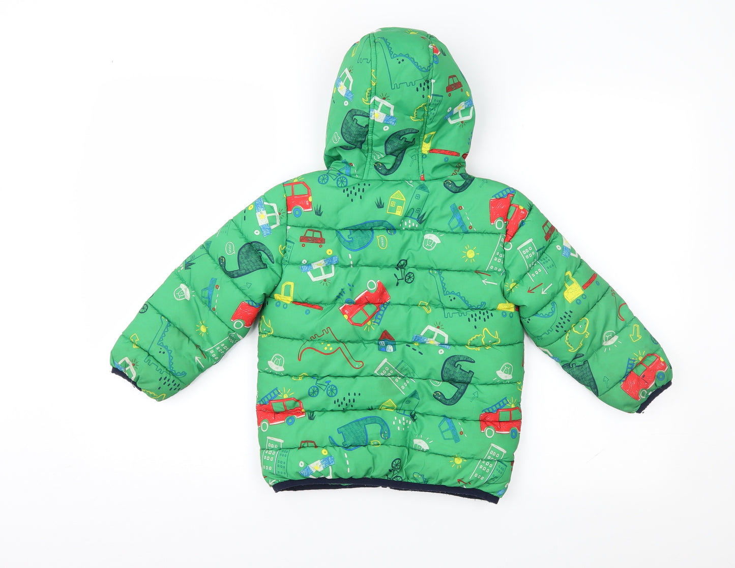 George Boys Green Geometric  Puffer Jacket Coat Size 3-4 Years