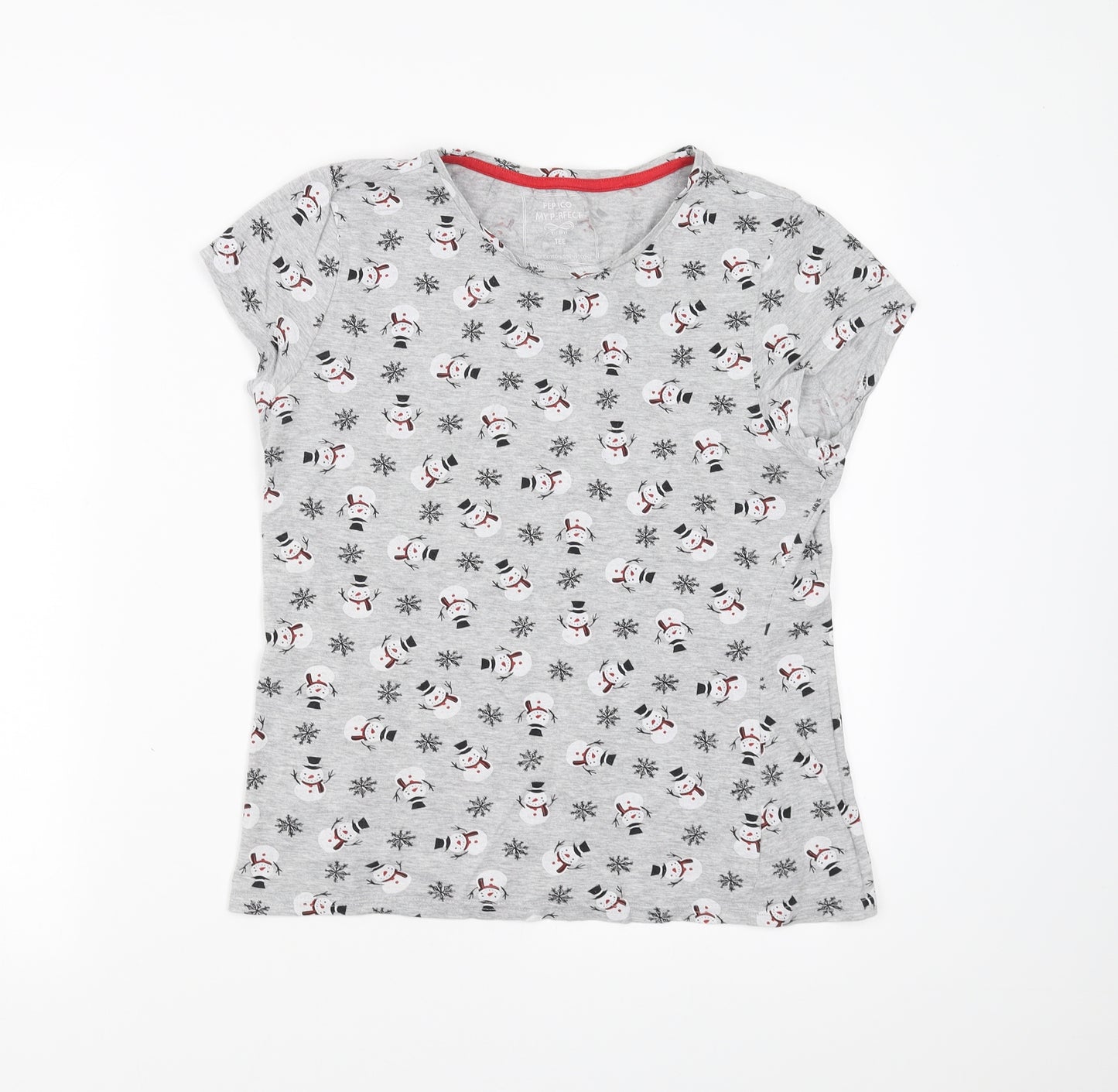PEP&co Womens Grey   Basic T-Shirt Size 12  - Snowman Christmas