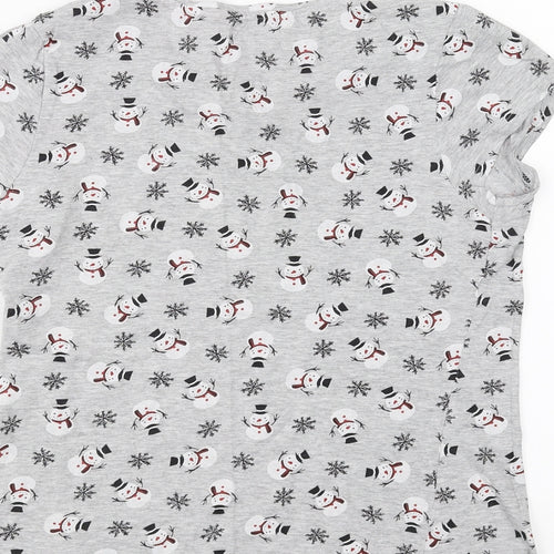 PEP&co Womens Grey   Basic T-Shirt Size 12  - Snowman Christmas