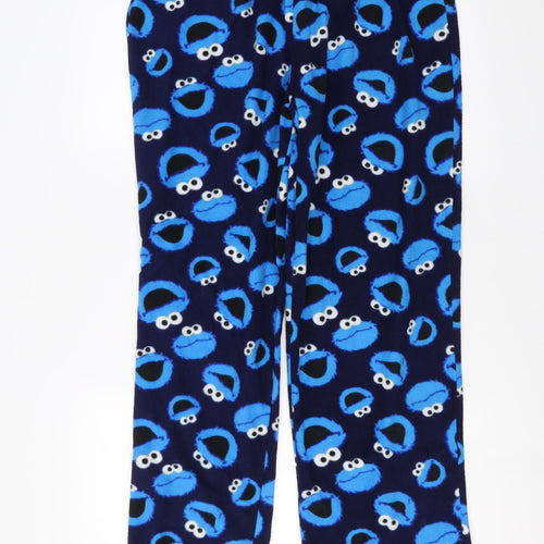 George Mens Blue Solid Fleece  Pyjama Pants Size M  - Sesame Street