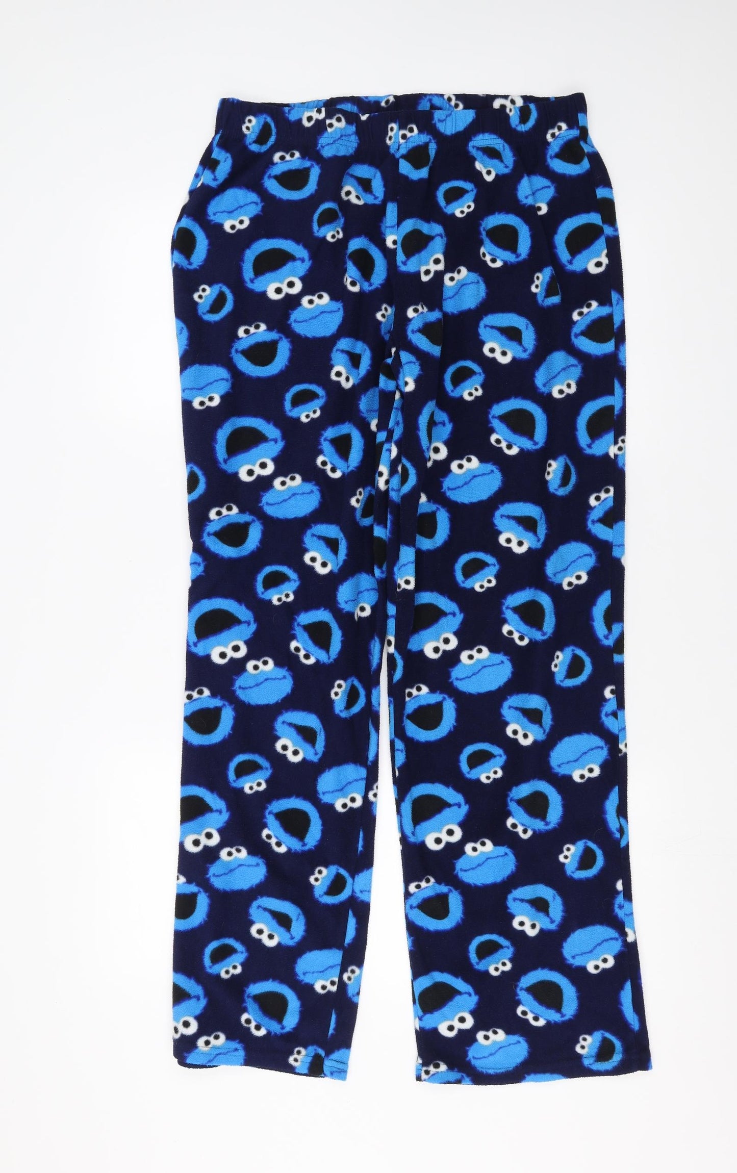George Mens Blue Solid Fleece  Pyjama Pants Size M  - Sesame Street