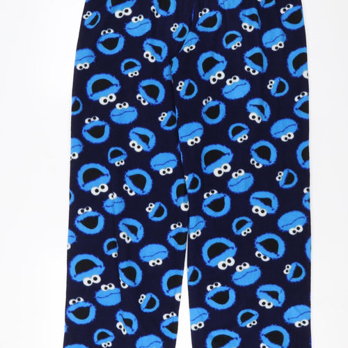 George Mens Blue Solid Fleece  Pyjama Pants Size M  - Sesame Street