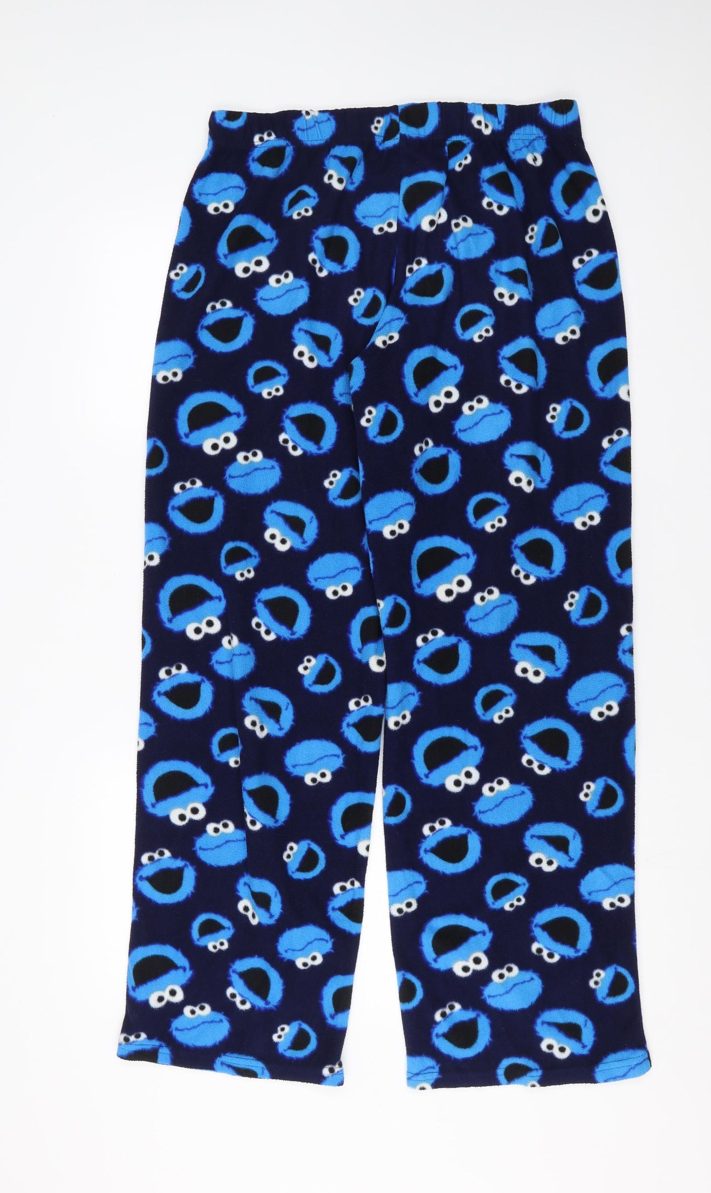George Mens Blue Solid Fleece  Pyjama Pants Size M  - Sesame Street