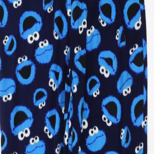 George Mens Blue Solid Fleece  Pyjama Pants Size M  - Sesame Street