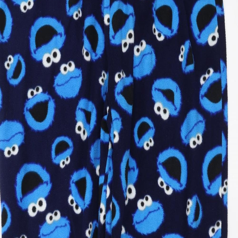 George Mens Blue Solid Fleece  Pyjama Pants Size M  - Sesame Street