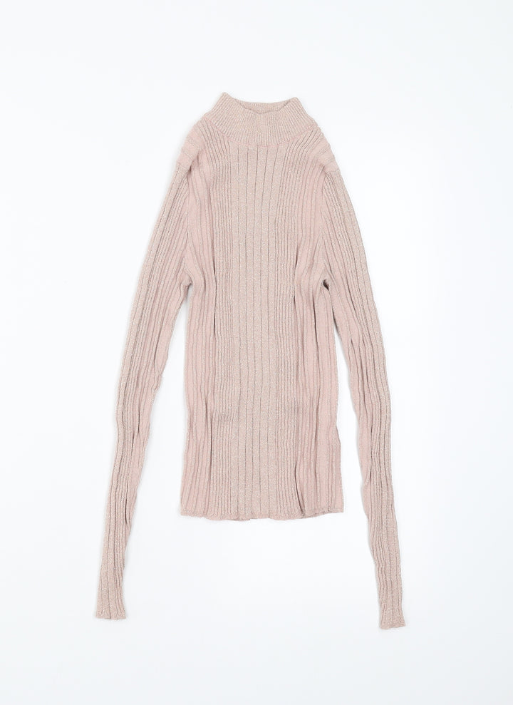 New Look Womens Pink Striped  Pullover Jumper Size 8  - stretch fabric