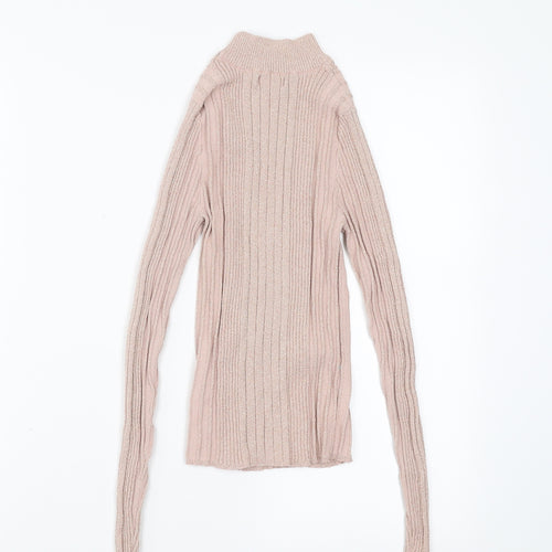 New Look Womens Pink Striped  Pullover Jumper Size 8  - stretch fabric