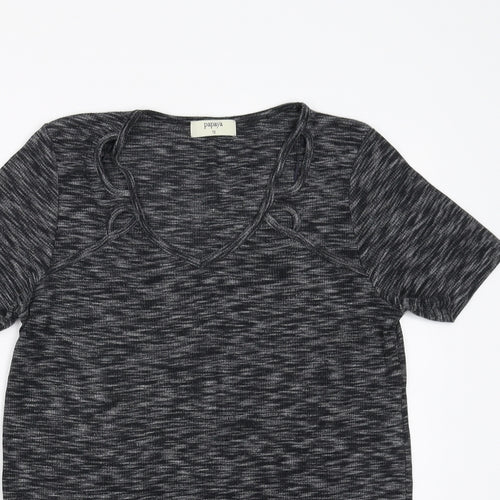 Papaya Womens Grey   Basic T-Shirt Size 10  - Cut out detail