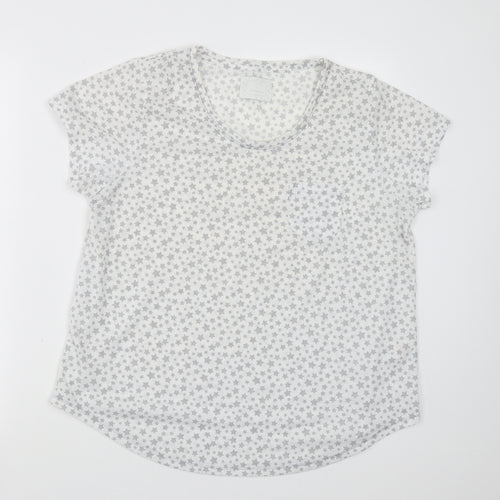 Matalan Womens White Geometric  Top Pyjama Top Size M  - Star pattern