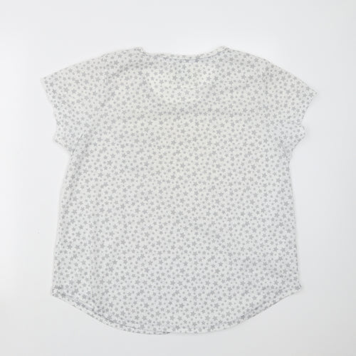 Matalan Womens White Geometric  Top Pyjama Top Size M  - Star pattern