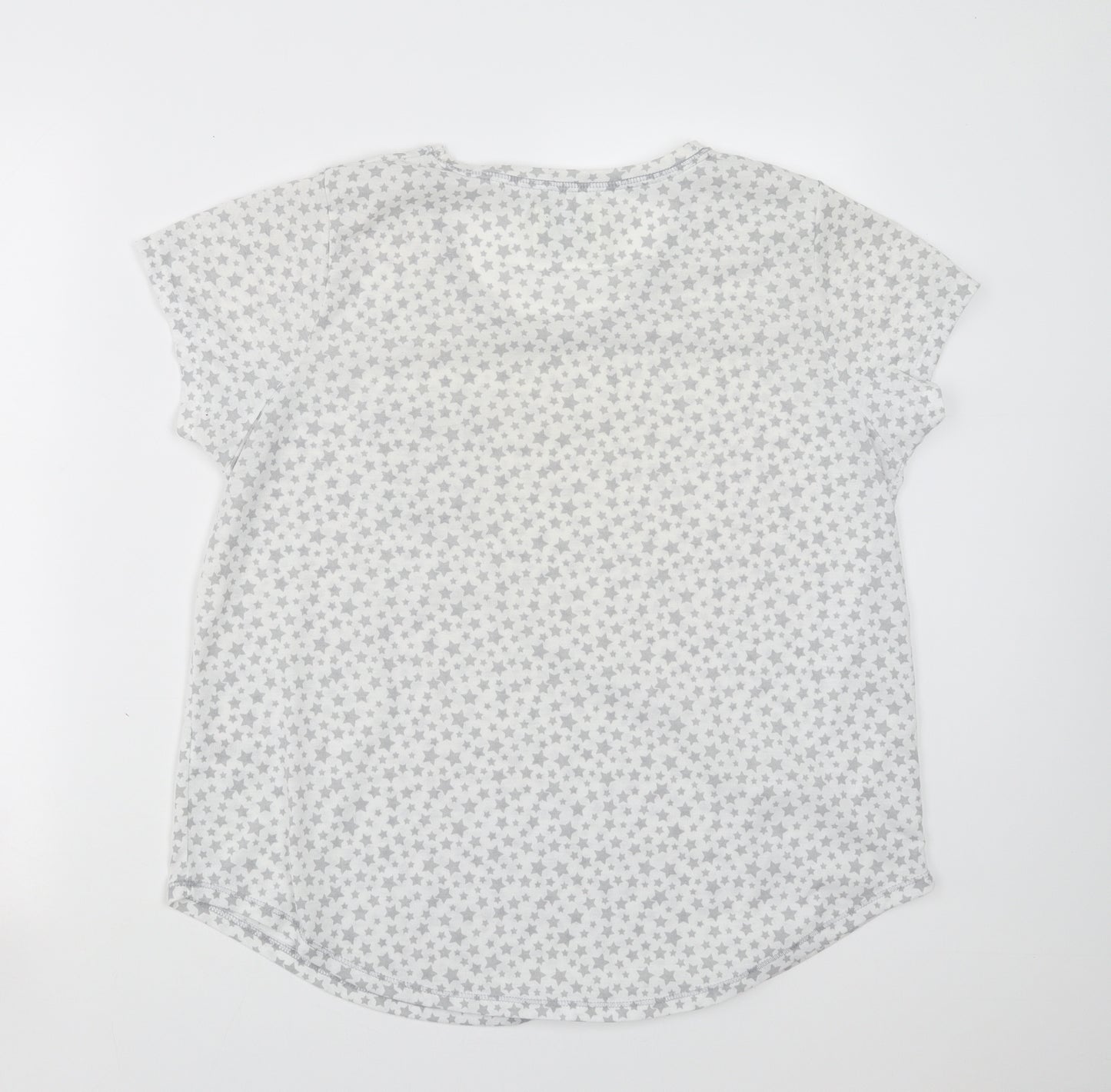 Matalan Womens White Geometric  Top Pyjama Top Size M  - Star pattern