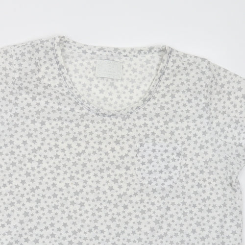 Matalan Womens White Geometric  Top Pyjama Top Size M  - Star pattern