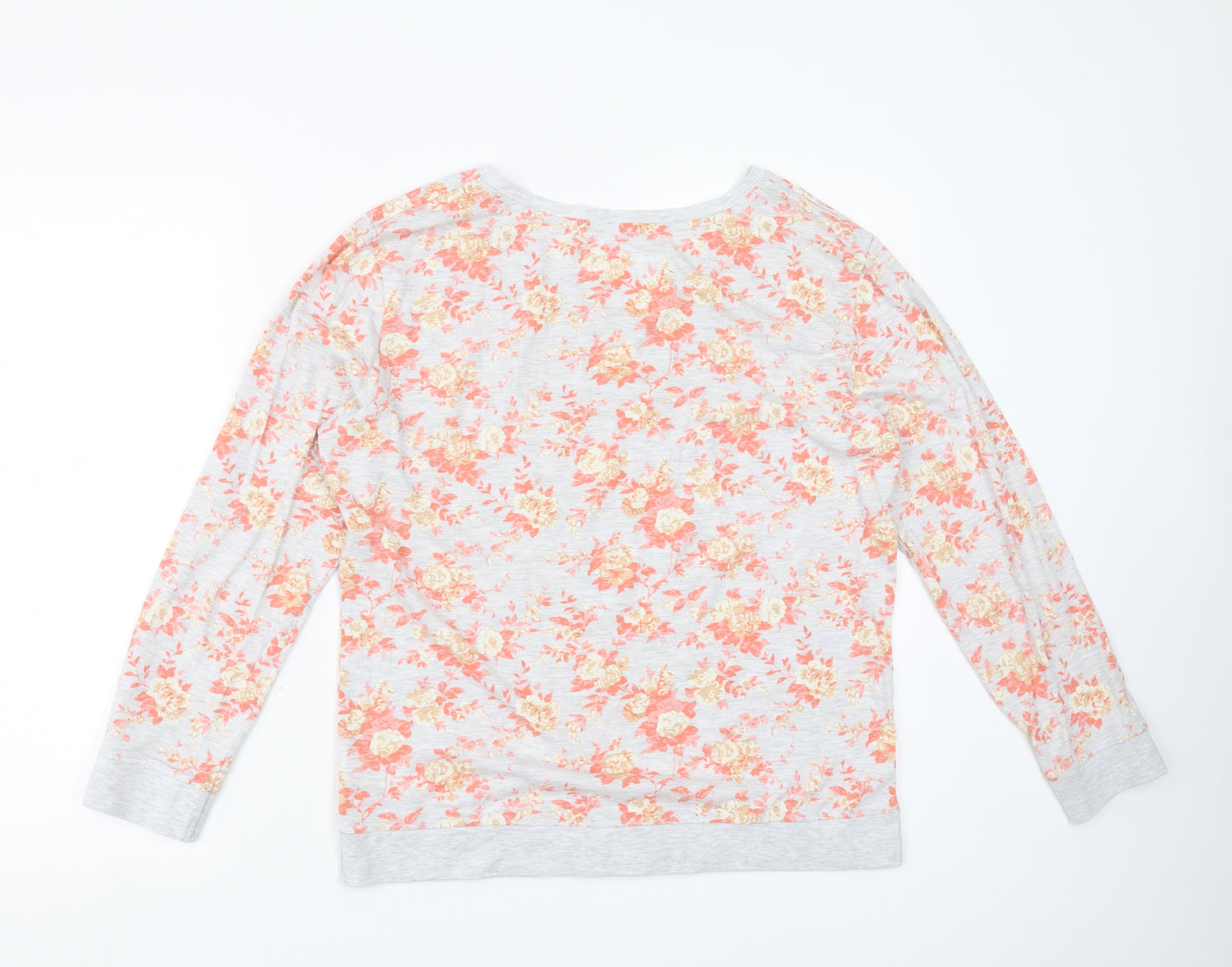F&F Womens Grey Floral  Top Pyjama Top Size 12  - Rise and Shine