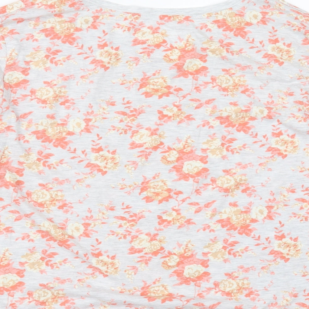 F&F Womens Grey Floral  Top Pyjama Top Size 12  - Rise and Shine