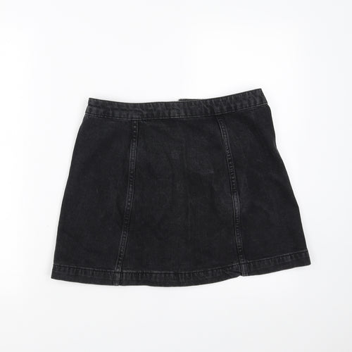 Topshop Womens Grey  Denim A-Line Skirt Size 10