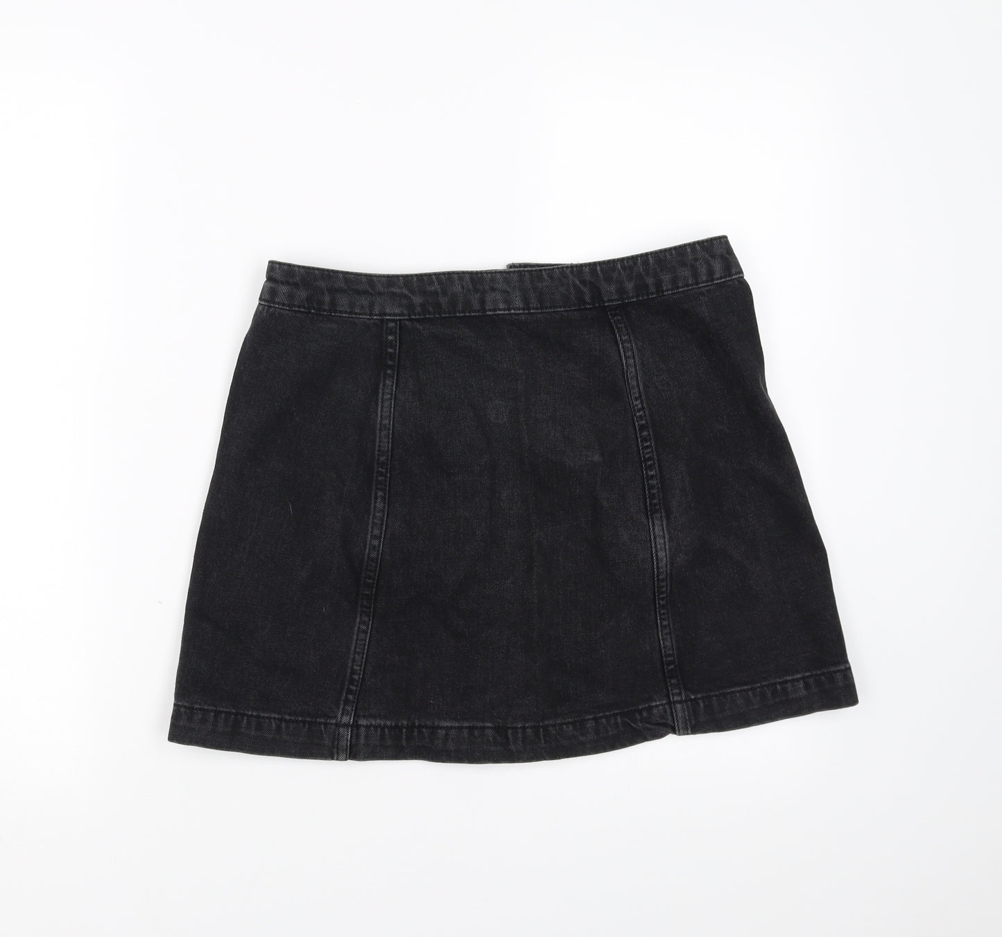 Topshop Womens Grey  Denim A-Line Skirt Size 10