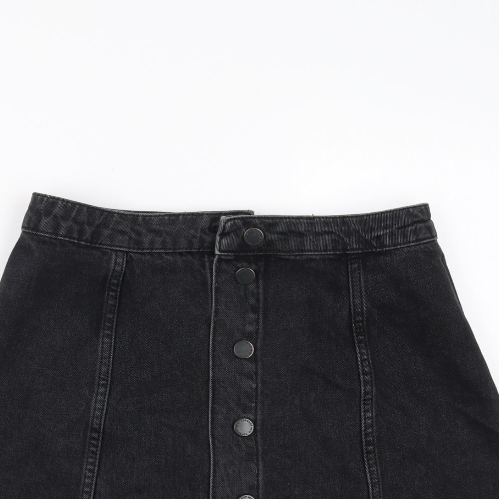 Topshop Womens Grey  Denim A-Line Skirt Size 10