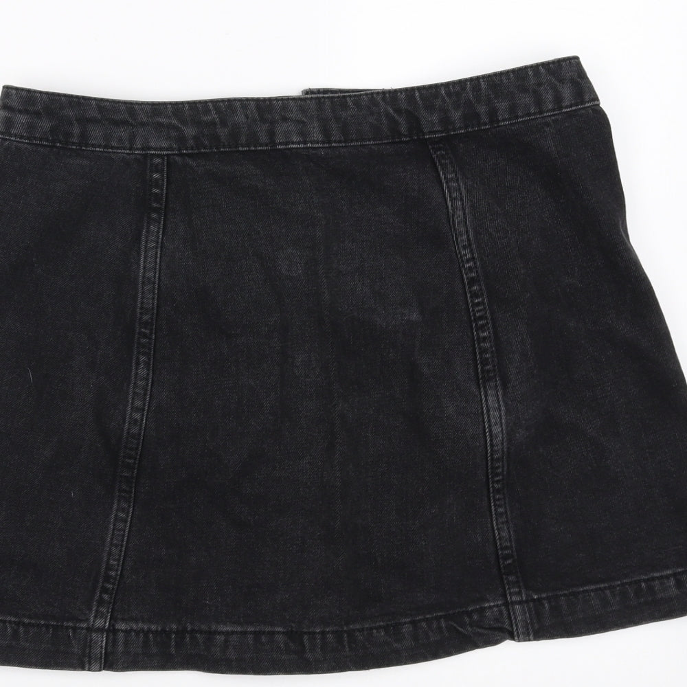 Topshop Womens Grey  Denim A-Line Skirt Size 10
