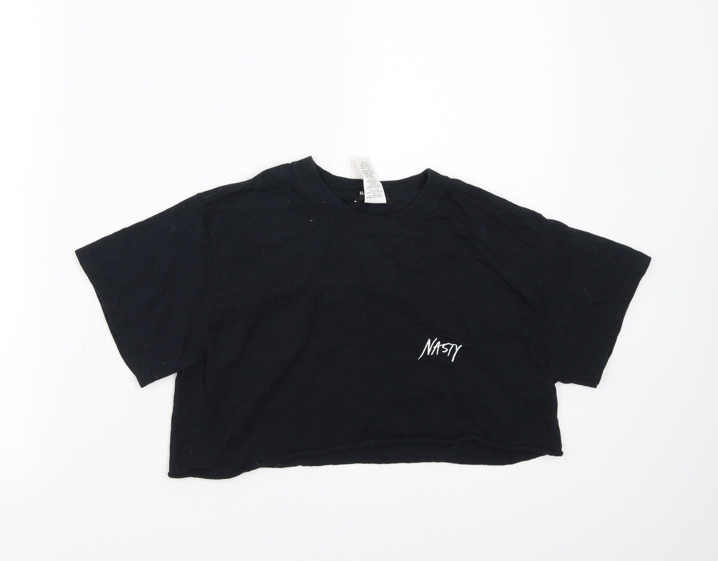 Nasty Gal Womens Black   Cropped T-Shirt Size M