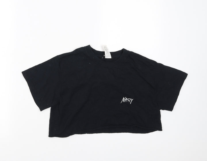 Nasty Gal Womens Black   Cropped T-Shirt Size M