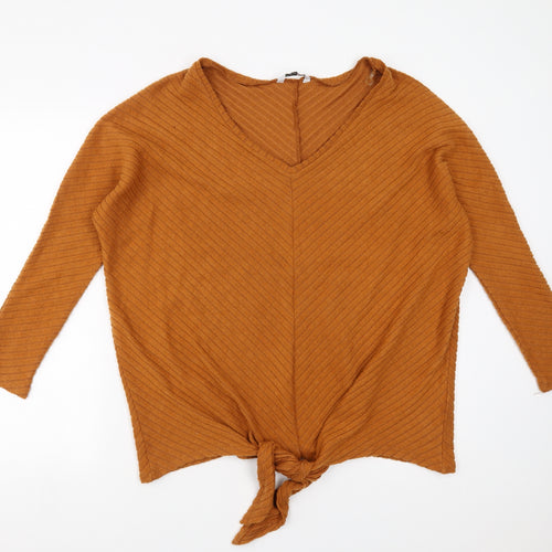 PEP&CO Womens Brown Striped  Pullover Jumper Size 16