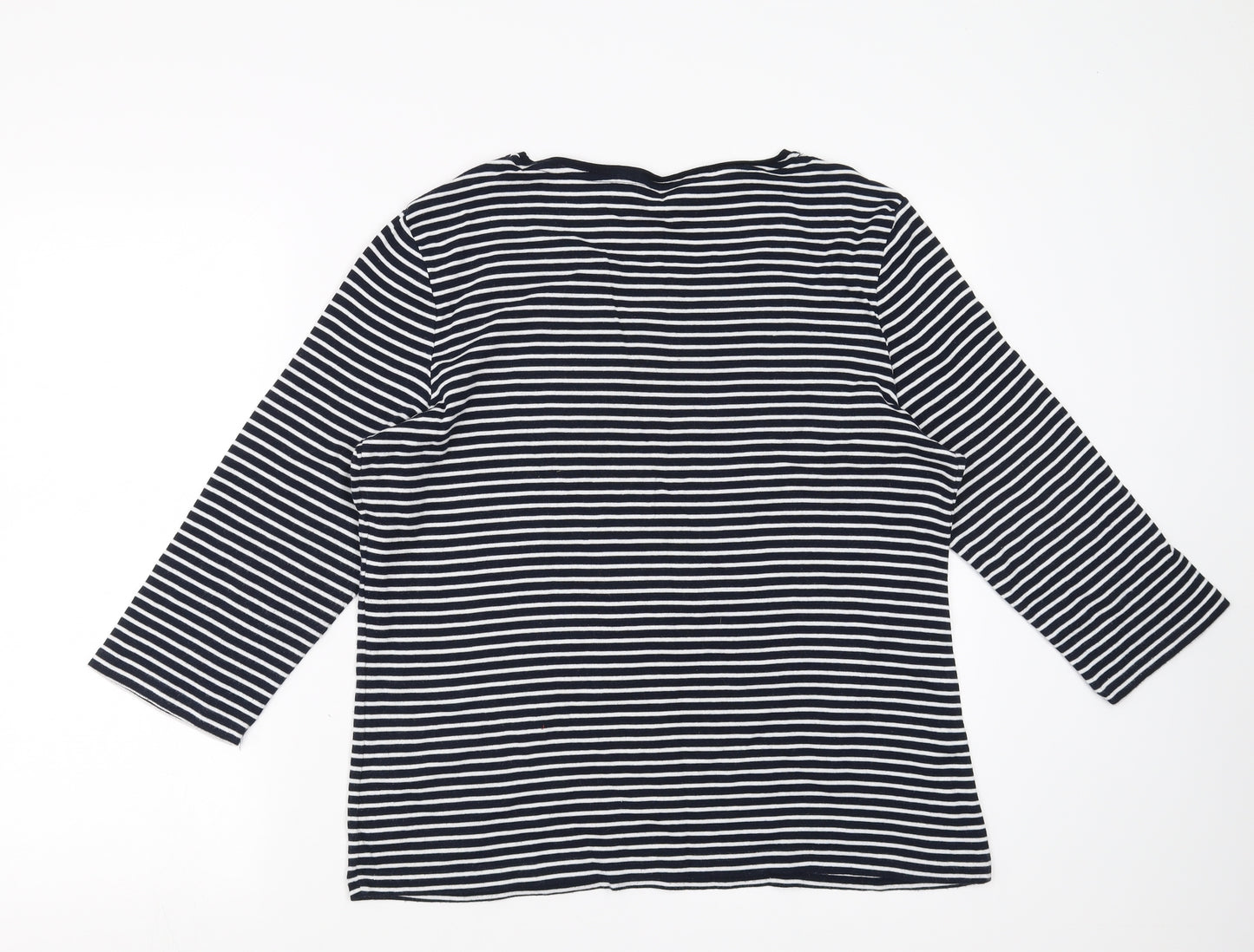 Maine New England Womens Blue Striped  Basic T-Shirt Size 18  - bow