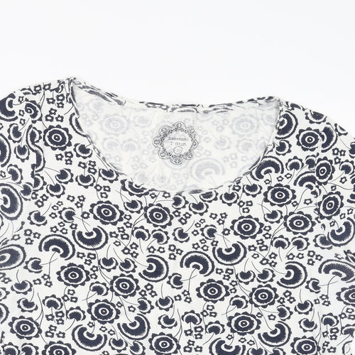 Debenhams Womens White Floral  Basic T-Shirt Size 20