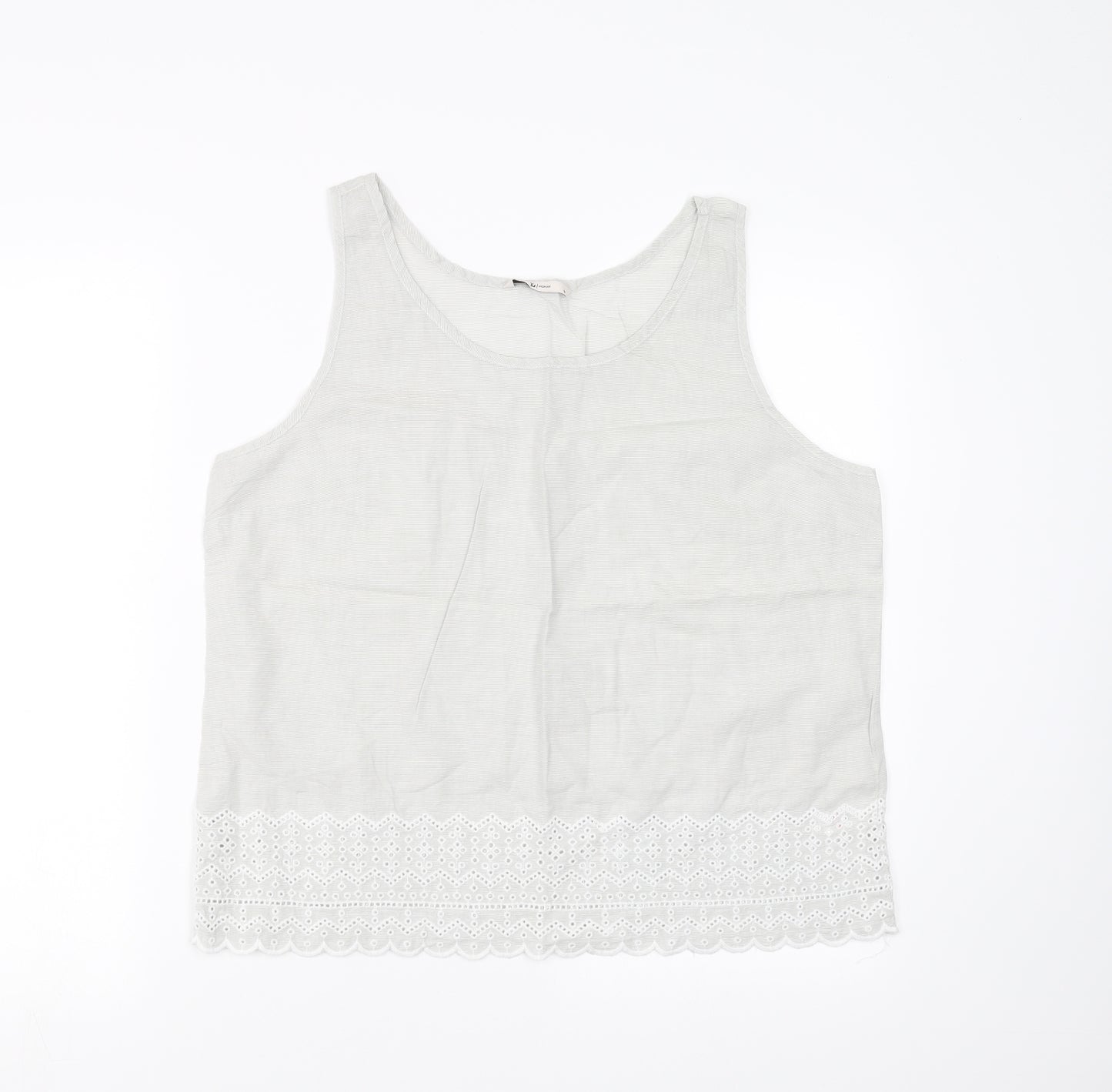 Sainsburys Womens Grey Solid  Top Pyjama Top Size 16  - crochet hem