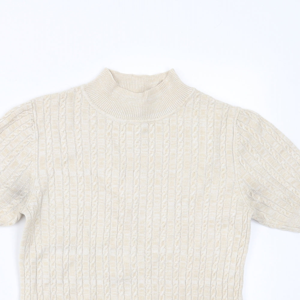 Miss Selfridge Womens Beige   Pullover Jumper Size 12  - cable knit look