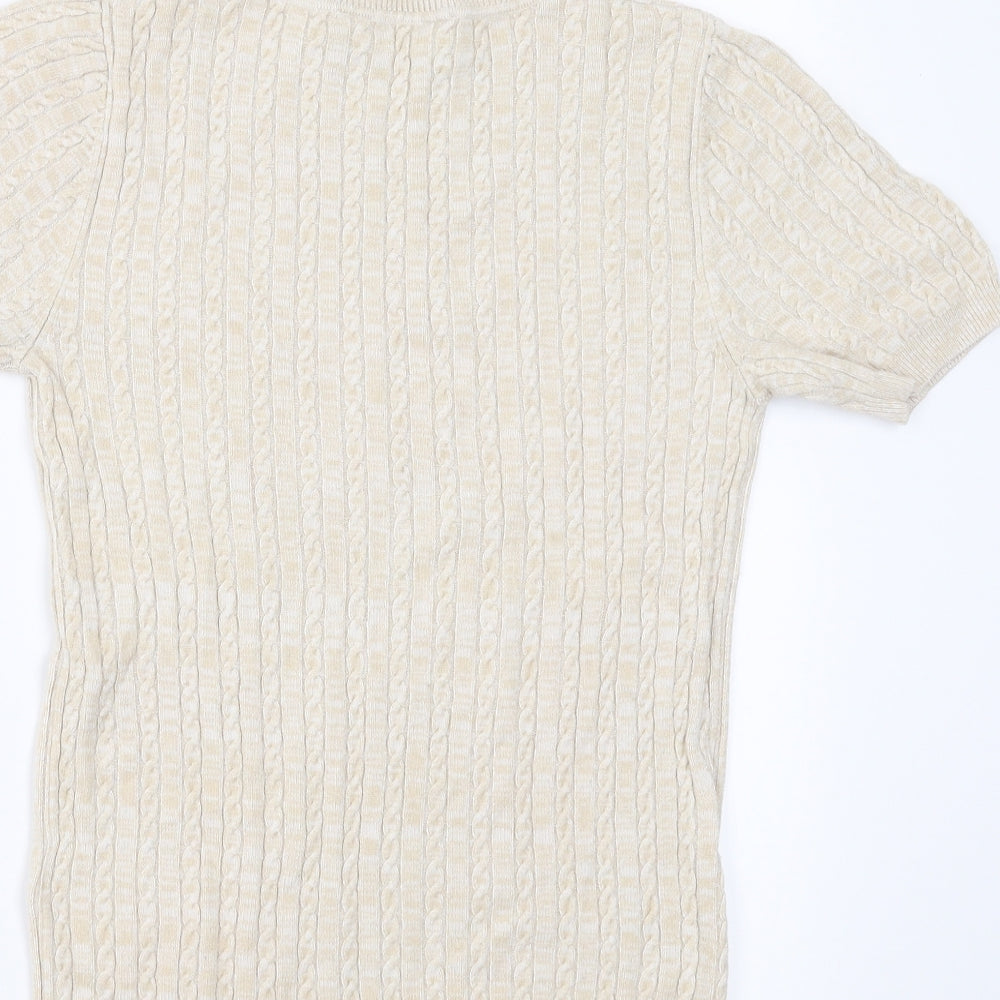 Miss Selfridge Womens Beige   Pullover Jumper Size 12  - cable knit look
