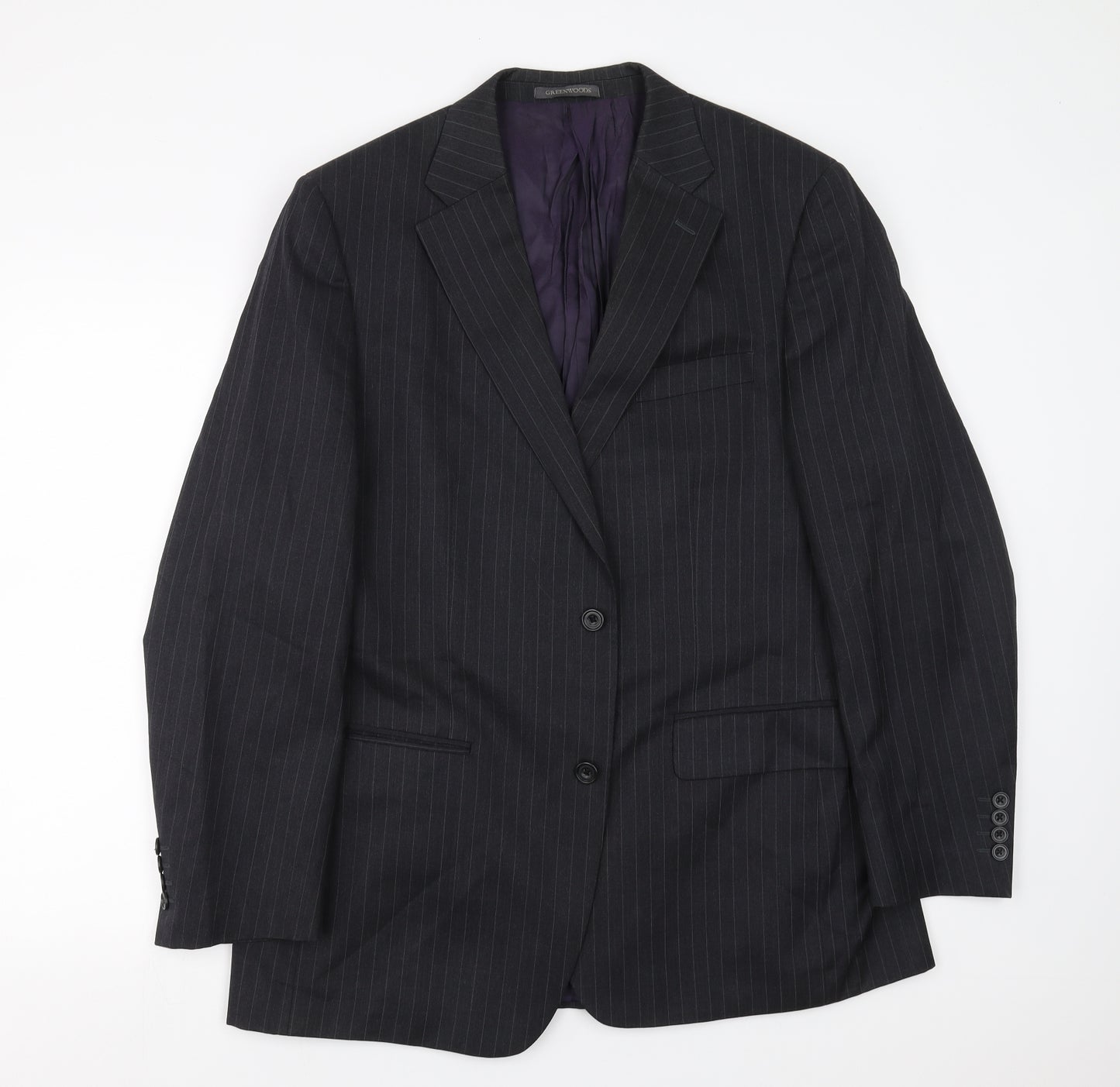 Greenwoods Mens Grey Striped  Jacket Suit Jacket Size 42