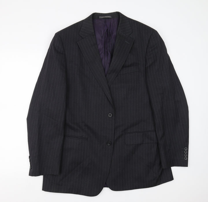 Greenwoods Mens Grey Striped  Jacket Suit Jacket Size 42