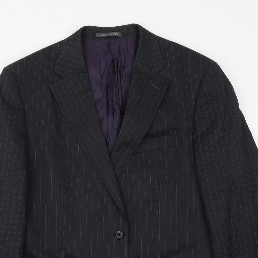 Greenwoods Mens Grey Striped  Jacket Suit Jacket Size 42