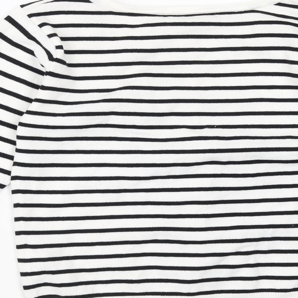 Primark Womens White Striped  Cardigan Jumper Size 10
