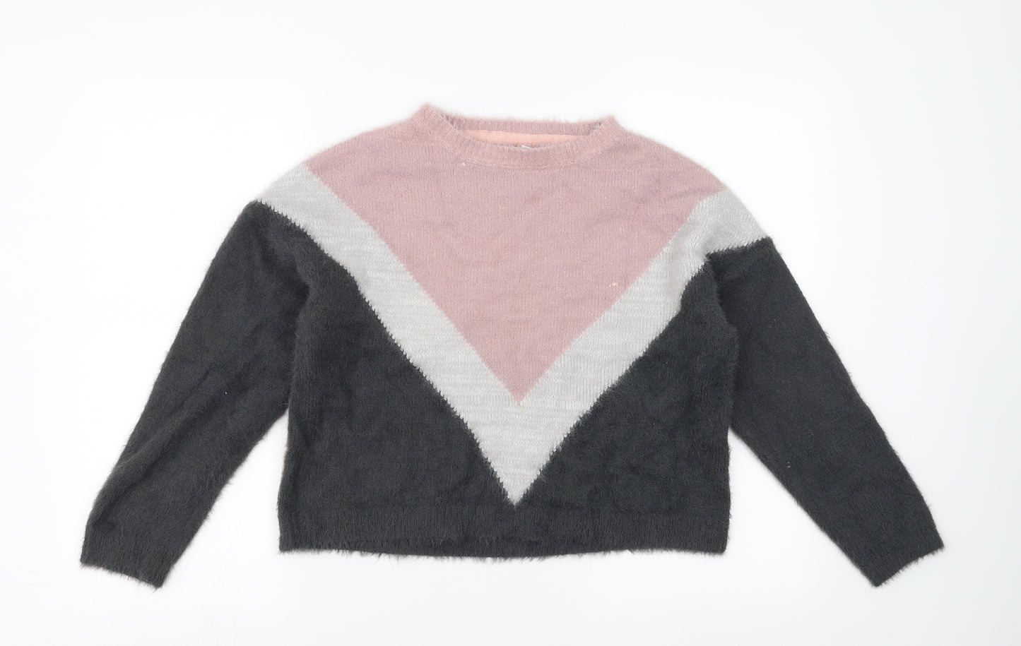 Primark Girls Grey   Pullover Jumper Size 11-12 Years  - fluffy