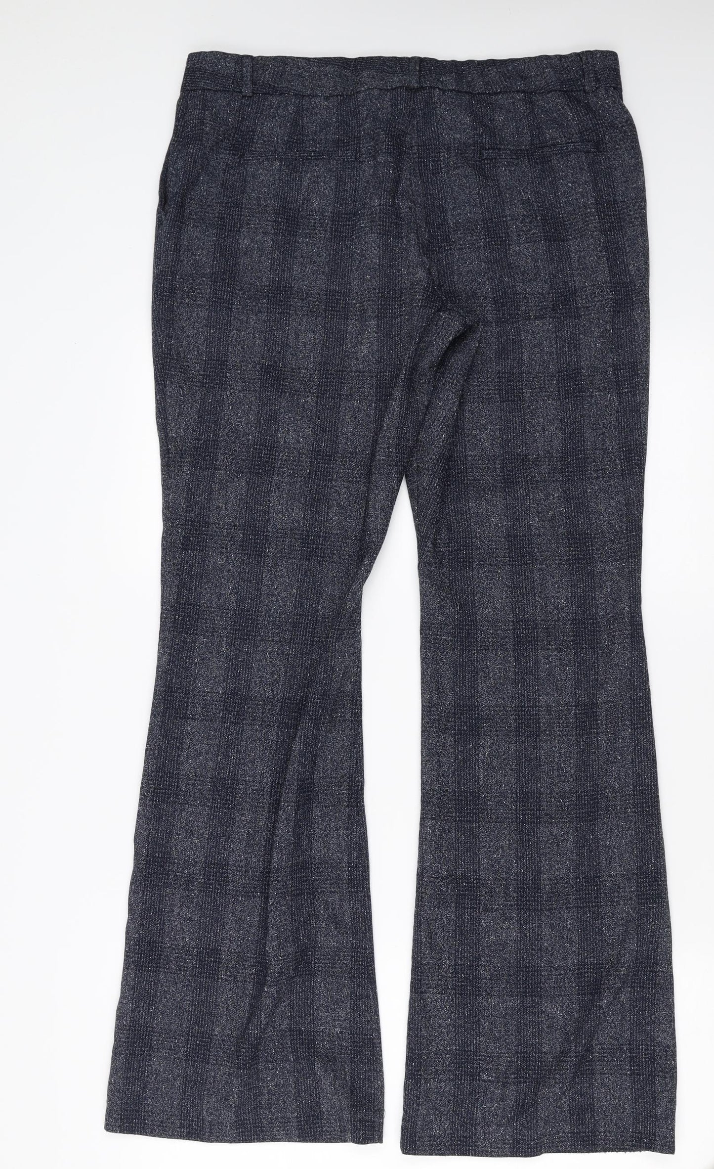 Marks and Spencer Womens Blue Check  Trousers  Size 14 L31 in - Bootcut