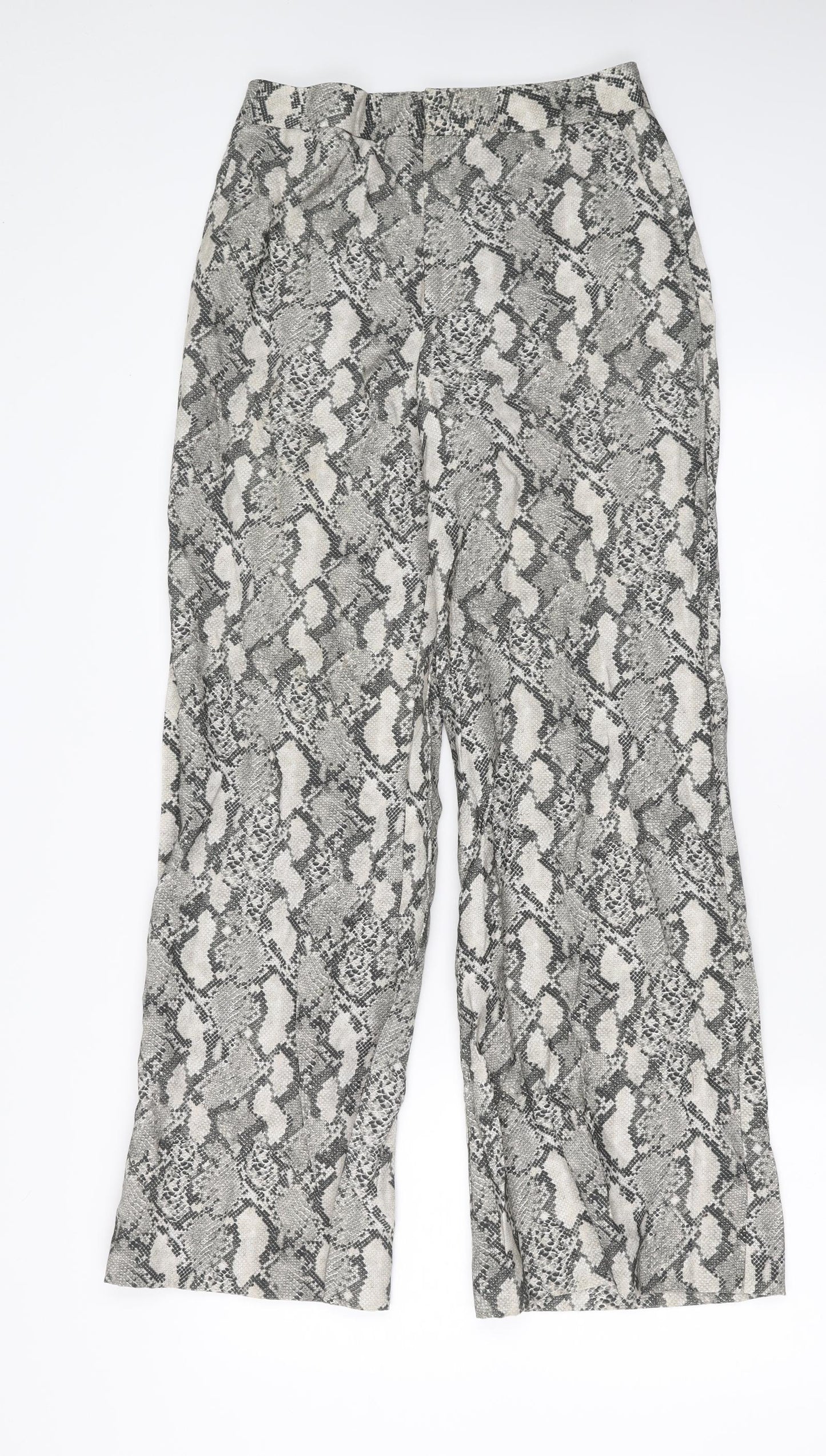 H&M Womens Grey Animal Print  Trousers  Size 8 L29 in - Snake Print