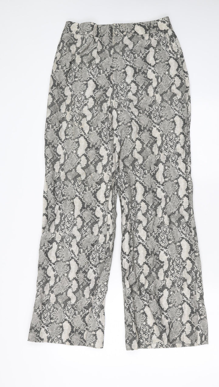 H&M Womens Grey Animal Print  Trousers  Size 8 L29 in - Snake Print