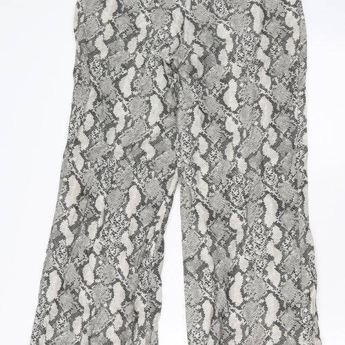 H&M Womens Grey Animal Print  Trousers  Size 8 L29 in - Snake Print