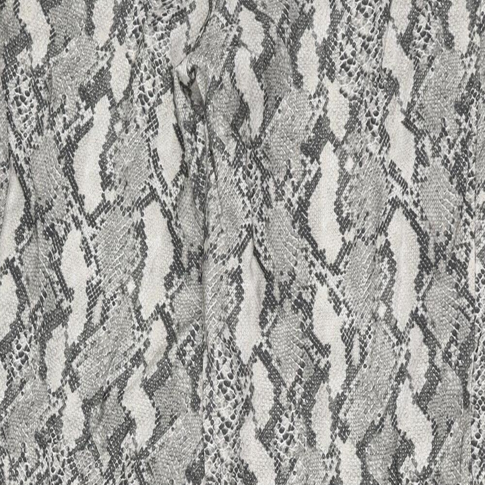 H&M Womens Grey Animal Print  Trousers  Size 8 L29 in - Snake Print