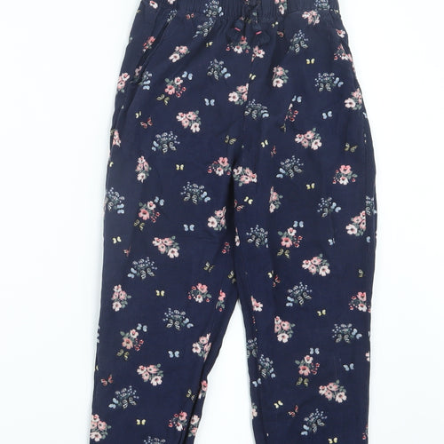 H&M Girls Blue Floral  Capri Trousers Size 6 Years